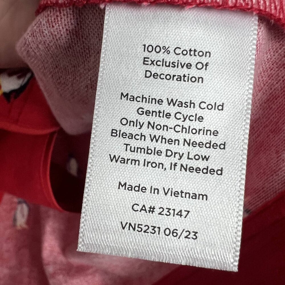 Talbots cotton flannel sleep set red Dancing Penguins print pajamas top pants M - Picture 10 of 11